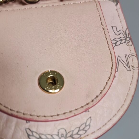 MCM Vintage Pink Visetos Mini Crossbody Chain Bag Purse Made in Korea 1990s - Picture 9 of 16